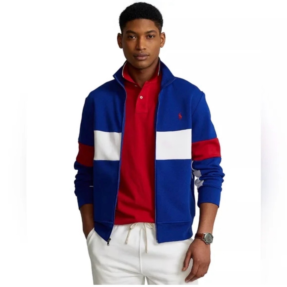 Polo Ralph Lauren Blue and Red Colorblock Track Jacket Size 18/20 Boys